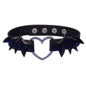 Adorable vegan faux leather Bat wing choker adjustable Festival Rave
